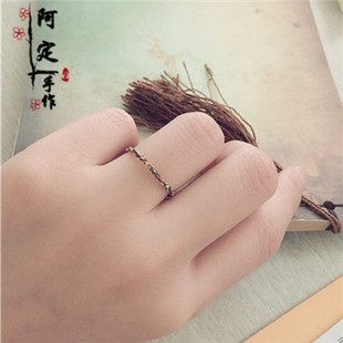 原创1mm巨细手工编织男女红绳对戒指环情侣 电影内在美同款戒指