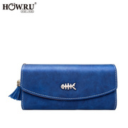 Kazakhstan 2015 winter season new style clutch bag pure color zip around wallet simple Korean female package