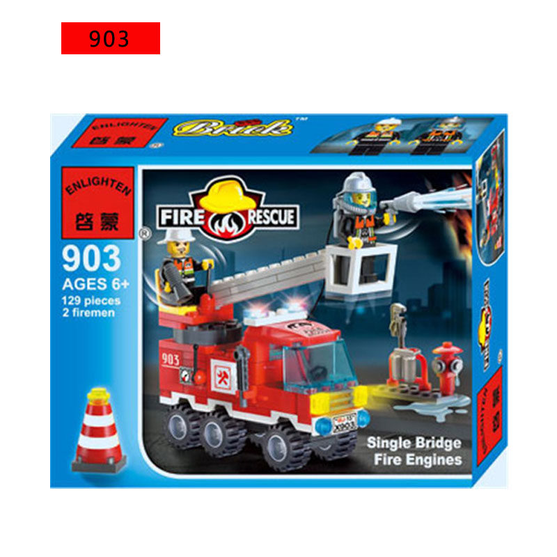 正品启蒙拼装玩具小颗粒拼插积木130特警快艇警察益智积木903 806