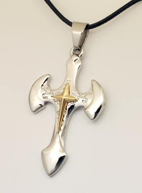 十字架钛钢欧美款不掉色吊坠项链