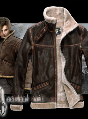 生化危机Leon 里昂同款外套夹克 仿皮毛一体男士皮衣 COS服装
