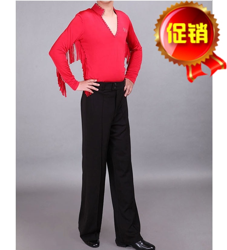 新款男士拉丁舞蹈服装表演服成人比赛服儿童演出服练功服流苏上衣