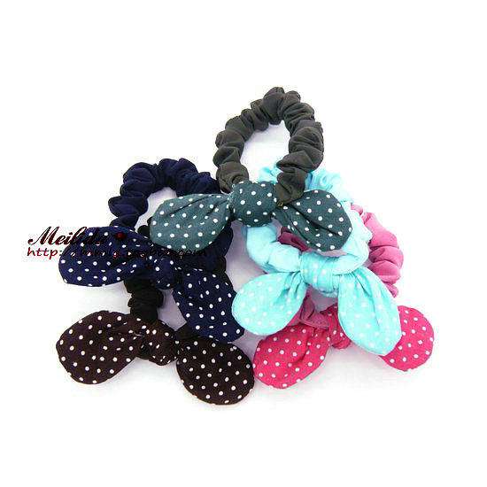 新款发饰 内可定型兔耳朵皮筋发圈 高品质发绳头花头绳满包邮