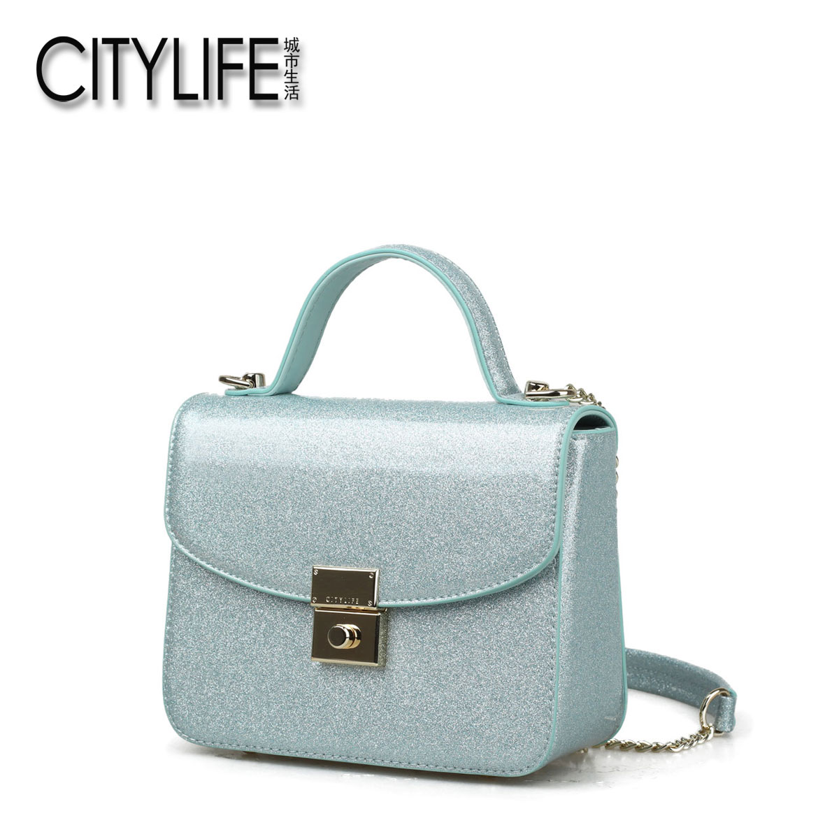 城市生活CITYLIFE女包新款韓版手提包亮面斜挎小包包