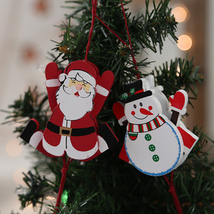 送小孩 饰礼品 Christmas圣诞节拉线木人pulling doll挂件装