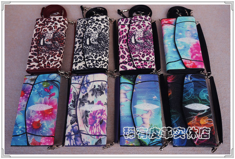 正品珍珠鱼皮单肩斜跨包 真正魔鬼鱼皮手提包 女士钱包迷你小背包