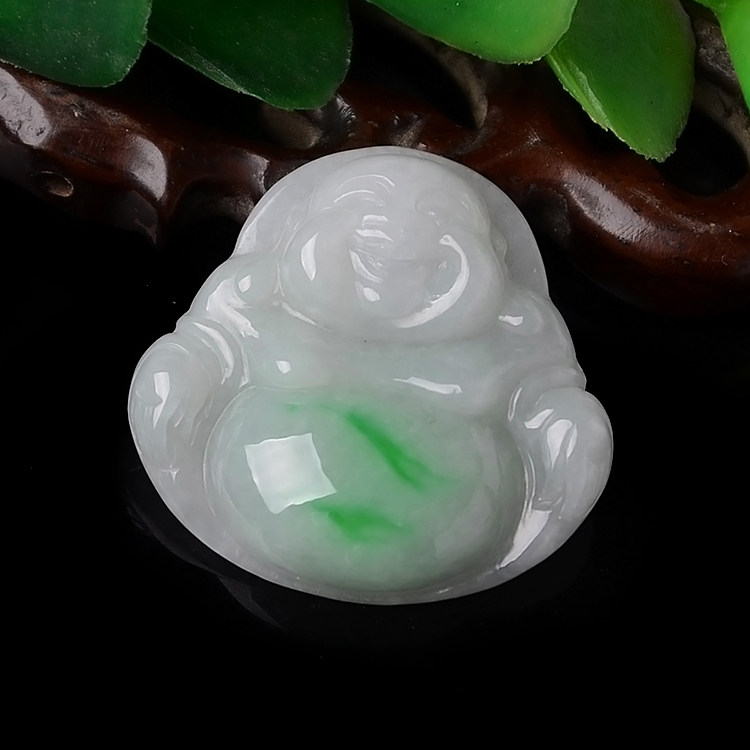 四会工A货阳绿翡翠玉佛吊坠缅甸保真老坑冰糯种大肚佛项坠男女款