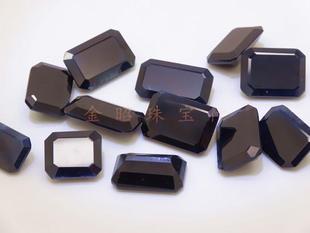 山东昌乐矿区天然蓝宝石裸石墨水蓝戒面定制戒指男士方形版戒带证