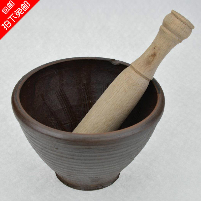 湖南安仁茶陵特产椒钵焦巴研磨碗擂茶抖辣椒钵中号土陶碗云南舂桶