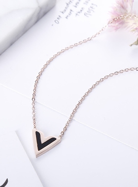 玫瑰金脖颈钛钢不易过敏锁骨链