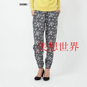 春夏女装满88包邮印花起居裤人造丝舒适垂感家居长裤