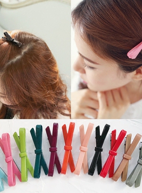 韩国进口Aznavour AZ正品 韩剧同款糖果色蝴蝶结鸭嘴夹发夹边夹