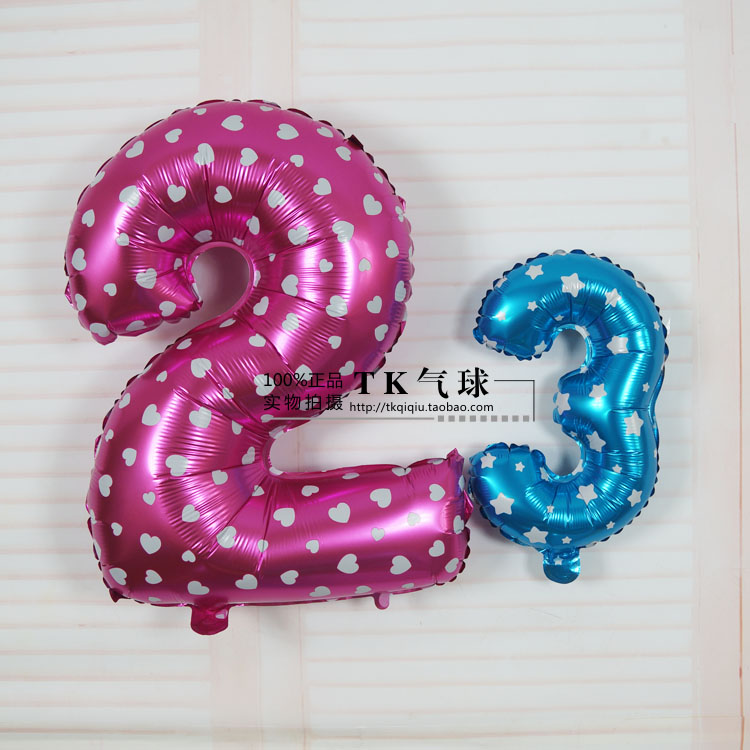 中号蓝色印花数字铝箔气球