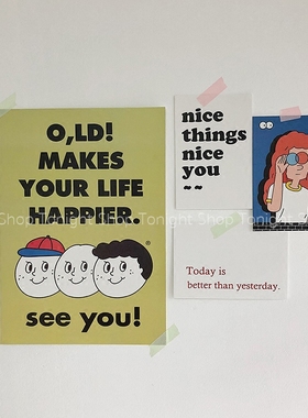 ins同款韩风可爱圆脸草绿色字母海报墙面装饰卡片