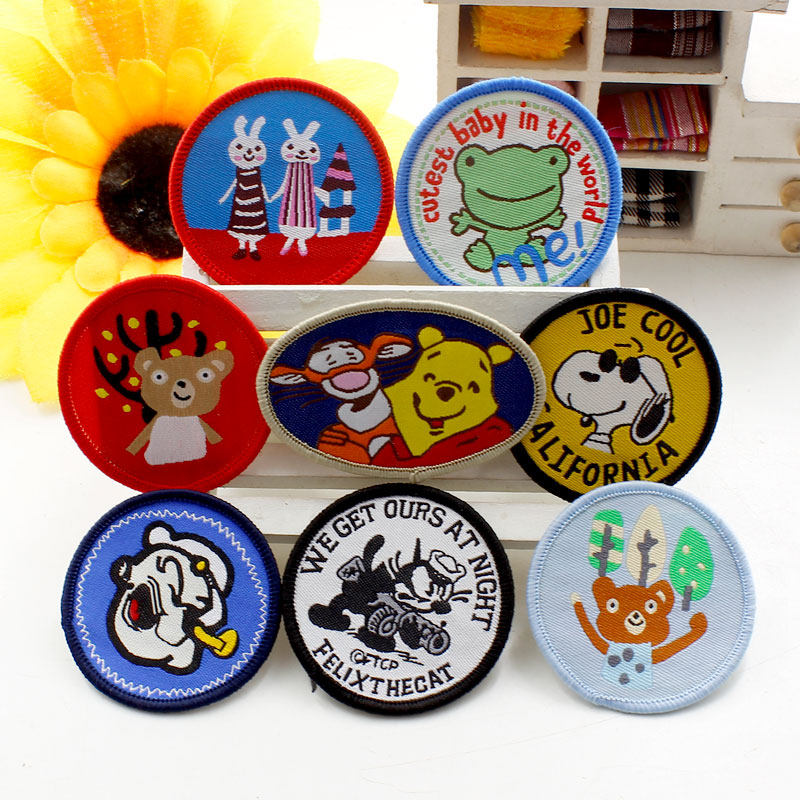 卡通布贴补丁贴 衣服裤子装饰修补贴花 手缝圆形可爱图案贴布