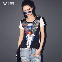 Wind hit seven space space OTHERMIX punk-skull printing t shirts women