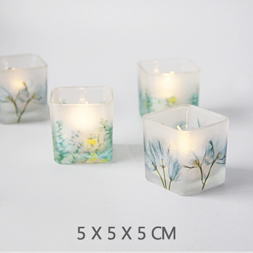 Jianmei 6cm Color Printed Square Glass Свеча таблет