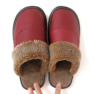 清仓大众实用保暖皮面拖鞋男女情侣暖和皮拖鞋室内冬天鞋推荐鞋子