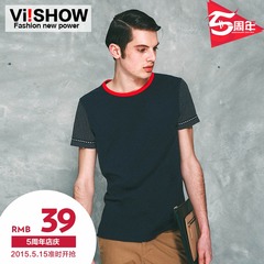 Viishow2015 summer dress new style men's short sleeve t-shirt men short t self t printing Europe surge