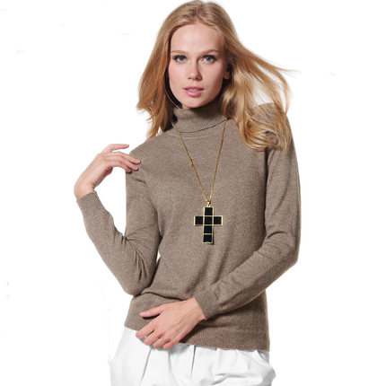 羊绒衫女高领纯色羊绒<em>毛衣正品套头</em>长袖修身短