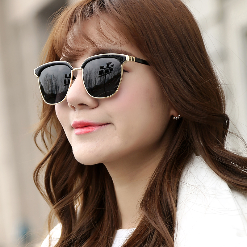 新款偏光方框太阳镜女圆脸复古大框时尚司机驾驶配近视墨镜潮0831