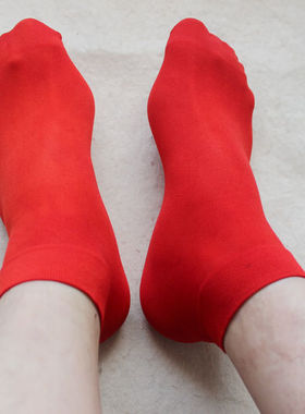 男士短袜 男士本命年红色丝袜 男士筒袜 男士商务休闲吸汗透气袜