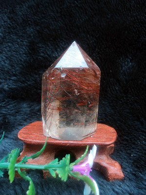 晶山角天然金发晶水晶柱 水晶簇摆件70×30*净高50mm