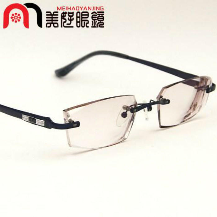 韩国YEIN魅影8218镶钻眼镜架男无框切边近视眼镜正品纯钛定制钻石