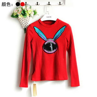 弹力针织打底衫 半高领刺绣图案修身 上衣9092 依Y秋冬装 品牌撤柜