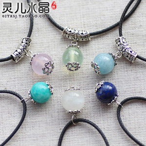 天然水晶吊坠 水晶项链短款 925纯银挂链 粉晶葡萄石青金月光石等
