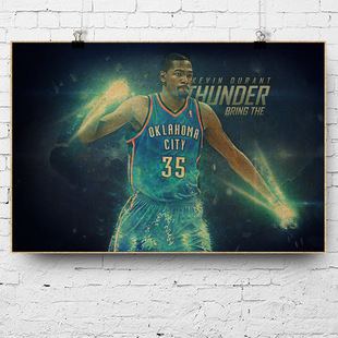 NBA海报  Kevin Durant 凯文·杜兰特 小杜海报KD 雷神写真画复古