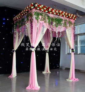 新款婚庆道具四角亭喜亭方亭婚礼仪式亭架子纱幔结婚公主许愿花亭