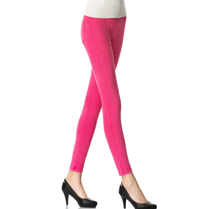 女士简约糖果色修身打底裤版型好