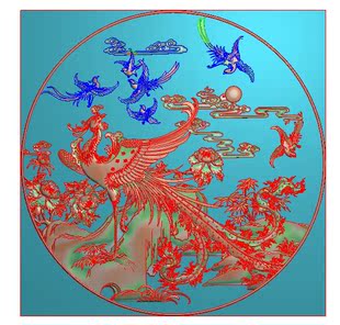 精雕有线 圆台孔雀 浮雕图 JDP JD858 源文件 精雕线图