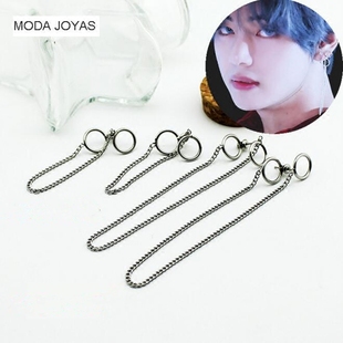 BTS 防弹少年团 DNA V金泰亨Kim Tae Hyung 同款钛钢流苏耳钉耳环