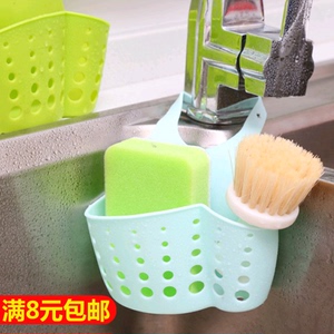 可调节按扣式水龙头收纳挂篮沥水篮厨房用品水槽置物架海绵沥水架