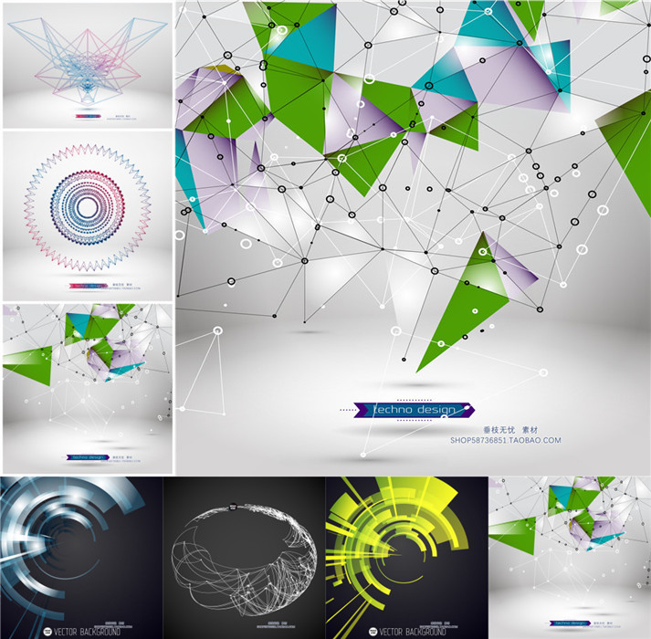 A1848矢量抽象几何点线面连接科技风格背景图 AI设计素材
