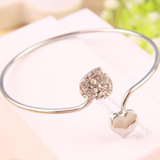 Cool na Korean jewelry Korean style simple temperament diamond double heart bracelet love opening 5042