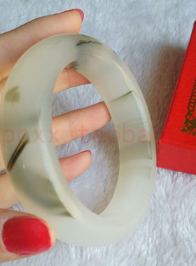 地摊夜市十元玉手镯仿翠玉飘深灰色花手镯精美女式仿玉手镯配礼盒