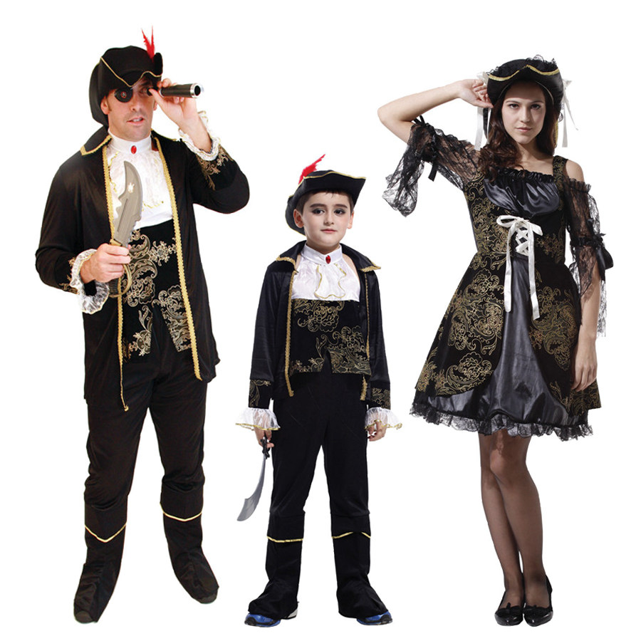 cos万圣节化妆舞会亲子装亲子演出衣服成人儿童虎克船长海盗服装