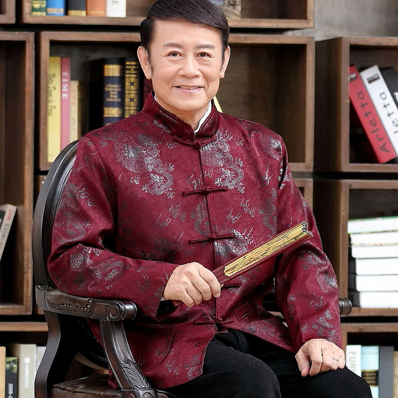 spring and autumn Tang costume man Long sleeve coat Chinese style full dress dad Middle-aged and elderly people Birthday party coat Thin section jacketin the Men's clothing, National costume  category - from Buy2taobao.com to provide professional Taobao agent buy service