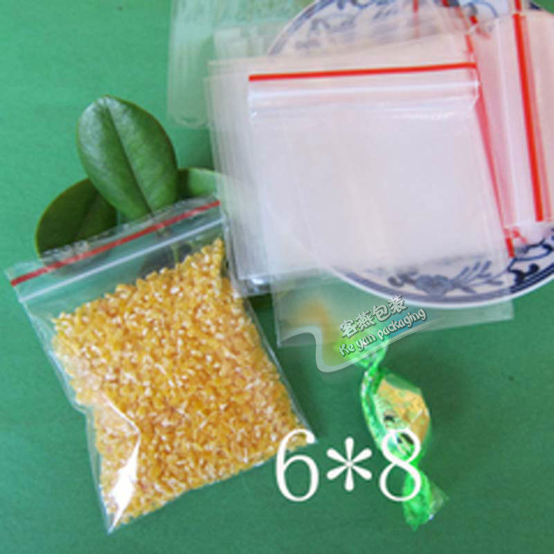 PE2号6*8cm*5丝红边小号自封袋 密封袋 透明骨袋 配件袋 100个