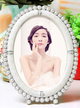 欧式珍珠相框摆台5/7寸结婚礼物影楼婚庆创意北欧摆件