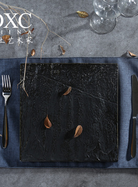 DXC创意陶瓷西餐餐具套装牛排盘子 日式个性酒店餐厅白色方形平盘