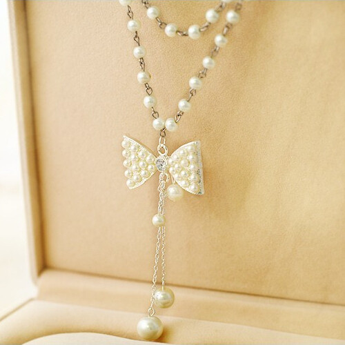 日韓國版小配飾品批發 秋冬百搭時尚蝴蝶結甜美長款項鏈毛衣鏈 女在類目 飾品/流行首飾/時尚飾品新, 項鍊中 - 來自Buy2taobao.com提供專業的淘寶代購服務