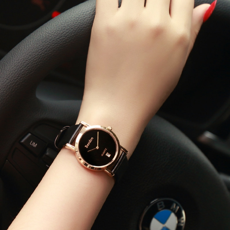 邦顿手表女士简约时尚气质学生法国小众瑞士皮带款十大品牌情侣表