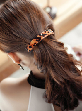 Angelrena韩国进口发饰纯色豹纹弧形发夹横夹顶夹弹簧马尾夹F5