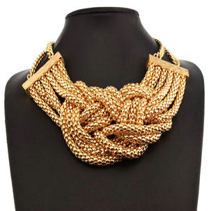 欧美外贸原单饰品质感大夸张气质个性网状镂空锁骨链短款项链女