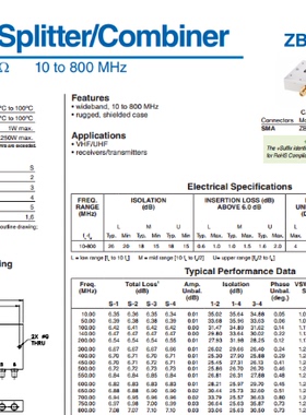10-800MHz 射频同轴一分四功分器 代替 ZBSC-413+ Mini-Circuits