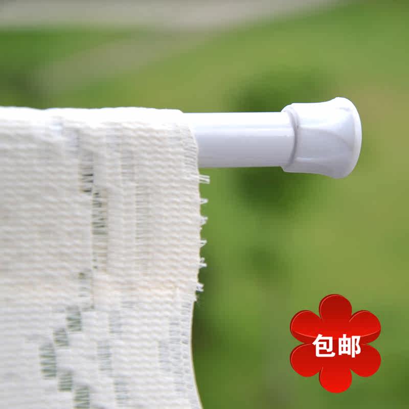 免打孔白色烤漆浴室伸缩浴帘杆 免安装窗帘撑杆直杆型半帘门帘杆,居家布艺,窗帘杆/罗马杆,淘宝优惠券,粉丝福利购,淘宝优惠卷